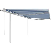 VidaXL Automatisch Gelenkarmmarkise 450 x 300 cm blau/weiß inkl.