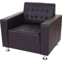 MCW Sessel Pori, Clubsessel Loungesessel, Kunstleder, Metall-Füße ~ coffee