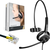 GEQUDIO Headset 1-Ohr für Mitel,Aastra,Poly,Gigaset-RJ Kabel - Schwarz