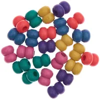 Rico Design Makramee Perlen, Holz, Regenbogenfarben, 17x22mm, 24 Stk.