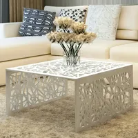 VidaXL Couchtisch Silbern Geometrisches Lochmuster Aluminium