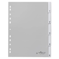 Durable Ordnerregister DIN A4 Vollformat 1-5 grau 5-teilig mit