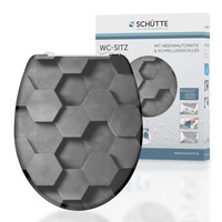 Schütte WC-Sitz »Grey HEXAGONS mit Absenkautomatik und Schnellverschluss