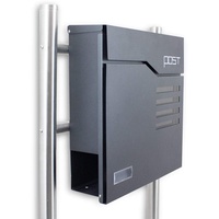 BITUXX Design Standbriefkasten mit Sichtfenster Namensschild Anthrazit Graphit MS-16773