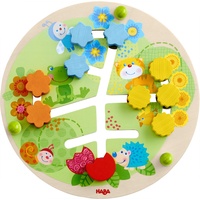 HABA Motorikbrett Blumen, Rückseite mit Zahlenspiel, erstes Zählen, Holz,