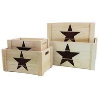 Hti-Living Aufbewahrungsbox Holzkisten-Set 4-tlg. schwarz