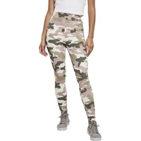 URBAN CLASSICS Camo Tech High Waist Leggings Pink Camouflage