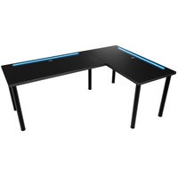 Möbelsystem L-förmiger Gaming Desk mit LED-Beleuchtung schwarz