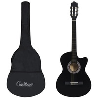 VidaXL 12-tlg Westerngitarre Set mit 6 Saiten Schwarz 38"