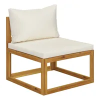 VidaXL Modular-Mittelsofa mit cremeweißen Kissen Akazie