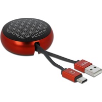 DeLock USB 2.0 Aufrollkabel Typ-A zu USB-CTM schwarz/rot