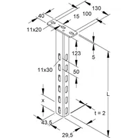 Niedax Hängestiel, U-Profil 43,5x29,5x905mm HU 4530/900 FL
