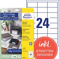 Avery Zweckform Etiketten, 64.6x33.8mm, weiß, 10 Blatt 3658-10