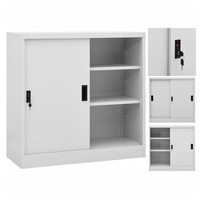 VidaXL Büroschrank mit Schiebetür Hellgrau 90x40x90 cm Stahl