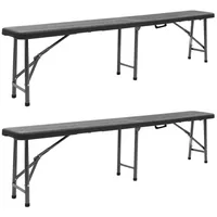 VidaXL Klappbare Gartenbänke 2 Stk. 180 cm HDPE Schwarz