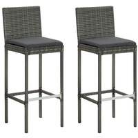 VidaXL Garten-Barhocker mit Kissen 2 Stk. Grau Poly Rattan