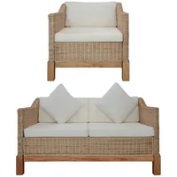VidaXL Sofagarnitur 2-tlg. Loungesofa natur Rattan
