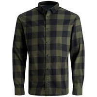 JACK & JONES Gingham Twill Langarmhemd Dusty Olive /