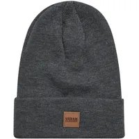 URBAN CLASSICS Unisex Leatherpatch Long Beanie Strickm tze, Charcoal,