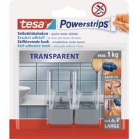 Tesa Powerstrips Klebehaken Large Transparent, Chrom Inhalt: 2St.