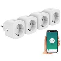 Luminea Home Control 4er-Set WLAN-Steckdosen, Apple-HomeKit-zertifiziert, Sprachsteuerung