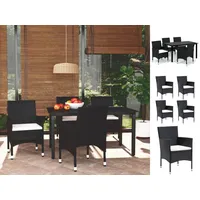 VidaXL 5-tlg. Garten-Essgruppe mit Kissen Poly Rattan Schwarz