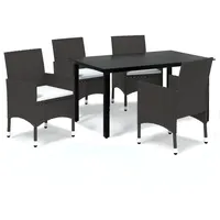 VidaXL 5-tlg. Garten-Essgruppe mit Kissen Poly Rattan Braun