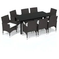 VidaXL 9-tlg. Garten-Essgruppe mit Kissen Poly Rattan Braun