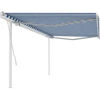 VidaXL Gelenkarmmarkise 500 x 350 cm blau/weiß inkl. Pfosten