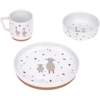 Lässig Geschirrset Porzellan Kindergeschirrset Teller Schüssel Tasse mit Silikonring