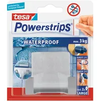 Tesa Waterproof Doppelhaken breit Edelstahl mit 2 x Powerstrips
