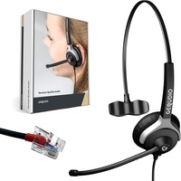 GEQUDIO Headset 1-Ohr für Yealink,Snom,Grandstream mit Kabel - Schwarz