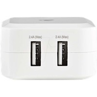 Nedis 24W Dual Port-USB-Netzladegerät Weiß (WCHAU484AWT)