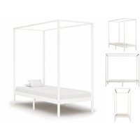 VidaXL Himmelbett-Gestell Weiß Massivholz Kiefer 100 x 200 cm