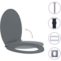 VidaXL Toilettensitz mit Absenkautomatik Quick-Release Grau Oval