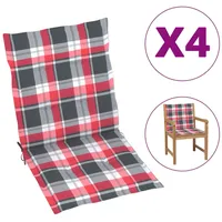 VidaXL Gartenstuhlauflagen 4 Stk. Rot Karomuster 100x50x3 cm