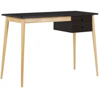 Beliani Schreibtisch Schwarz/ Heller Holzfarbton 106 x 48 cm