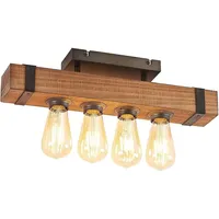 LINDBY Deckenleuchte Sverina, 46 cm, braun, Holz, Metall