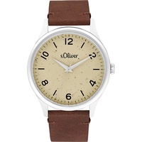 S.Oliver Herrenuhr Edelstahl braun Herren