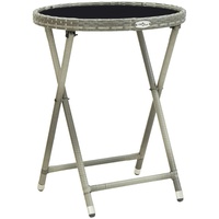 VidaXL Beistelltisch Grau 60 cm Poly Rattan und Hartglas