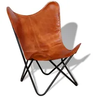 VidaXL Butterfly-Sessel Braun Echtleder