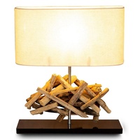Levandeo Tischlampe Höhe 42cm Treibholz Tischleuchte Holz Lampe Teakholz