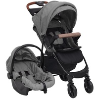VidaXL 3-in-1 Kinderwagen Hellgrau Stahl