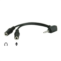Roline 3,5mm Adapter 4polig (Mikrofon+Lautsprecher), schwarz, 15 cm
