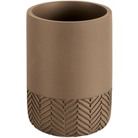 KLEINE WOLKE Zahnputzbecher HERRINGBONE, Braun - Polyresin