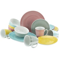 CreaTable Kombiservice Pastello 4 Personen, Porzellan, mehrfarbig (1 Set,