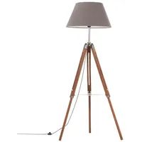 VidaXL Stativlampe Honigbraun und Grau Teak Massivholz 141 cm