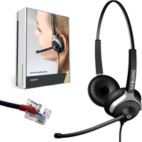 GEQUDIO Headset 2-Ohr für Yealink,Snom,Grandstream mit Kabel - Schwarz