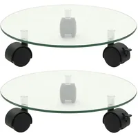 VidaXL Pflanzenständer mit Rollen 2 Stück Hartglas 28 cm