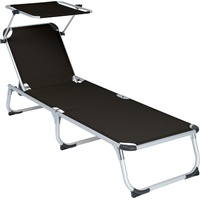 VCM Sonnenliege Schwarz 187x57x30cm 5-fach verstellbar Campingliege klappbar